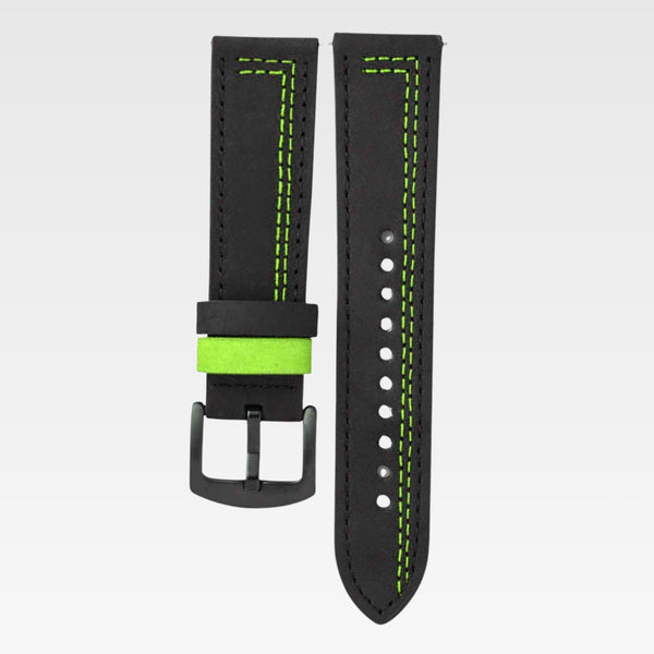 BLACK AND GREEN LEATHER STRAP