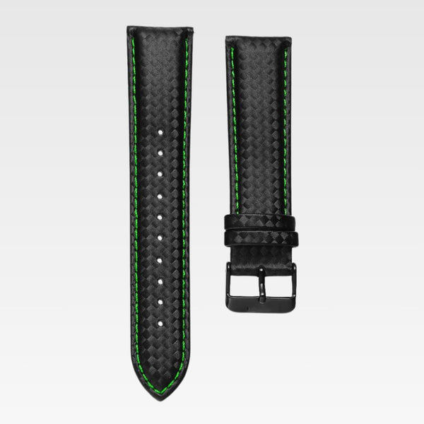 CARBON FIBRE LEATHER STRAP - GREEN